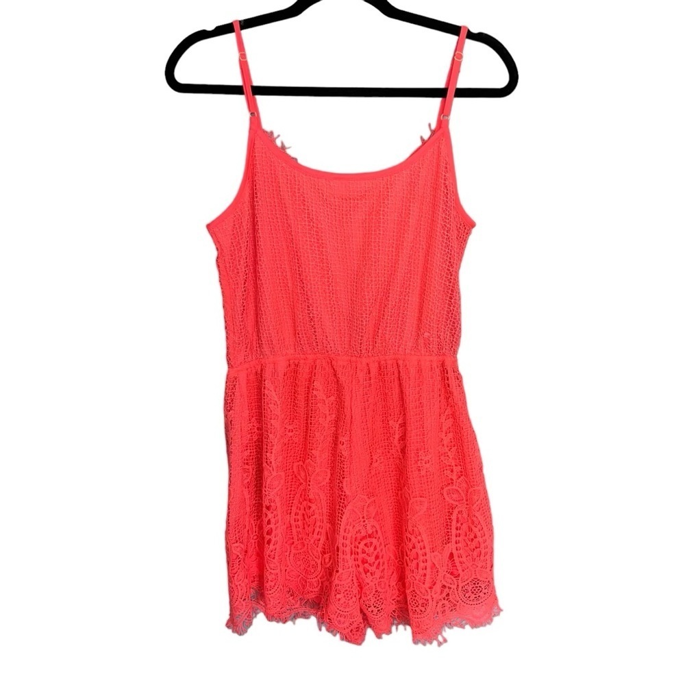 Alga Coral Summee Bright Lace Cami Strap Romper